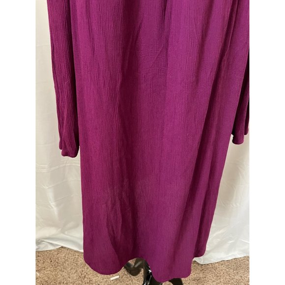 Time & Tru Plum Purple Cold-Shoulder Keyhole Embroider Trim Textured Midi Dress - Picture 9 of 12